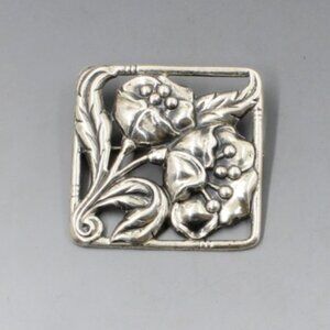 1960s Dancraft Poppy Flower Sterling Silver Brooch
